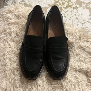 Black Leather Lug Loafers